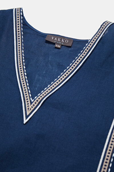 NAVY BLUE LINEN KAFTA 8