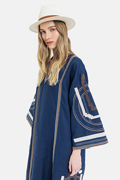 NAVY BLUE LINEN KAFTA 4