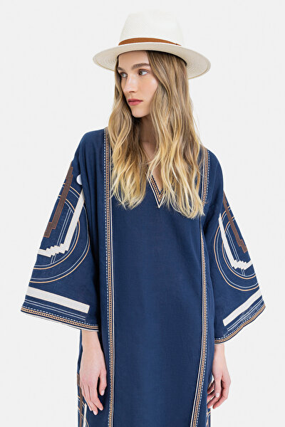 NAVY BLUE LINEN KAFTA 5