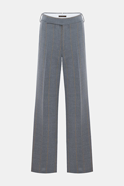 MUSTARD STRIPED STRAIGHT CUT TROUSERS 5