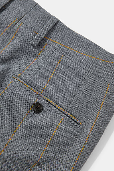 MUSTARD STRIPED STRAIGHT CUT TROUSERS 8
