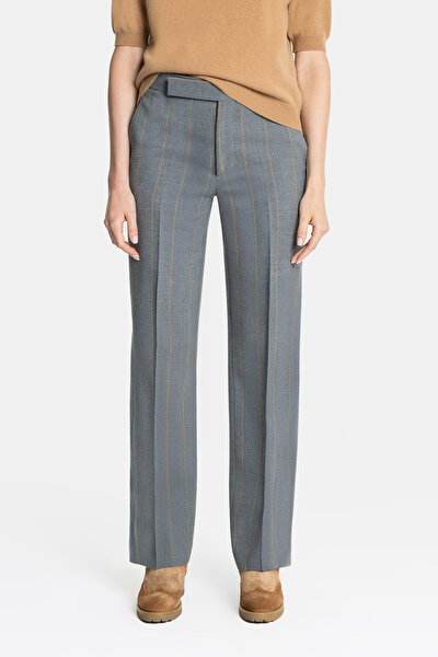 MUSTARD STRIPED STRAIGHT CUT TROUSERS 3