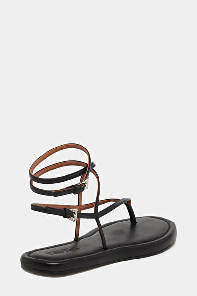BLACK LEATHER SANDALS 3