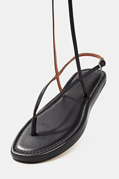 BLACK LEATHER SANDALS 5