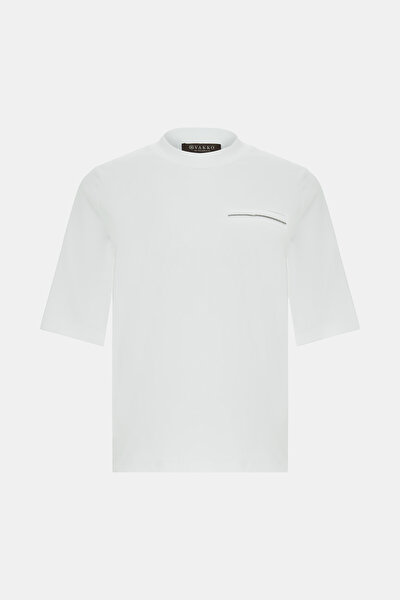 WHITE BASIC / ROUND NECKLINE SHORT SLEEVE TSHIRT 5