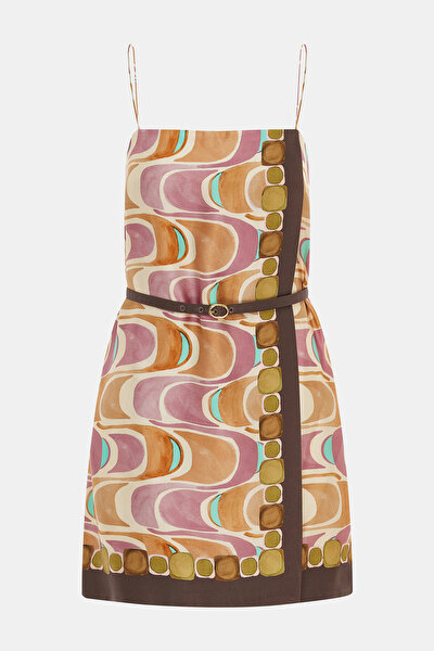 BROWN DESIGN FILLED MINI DRESS 3