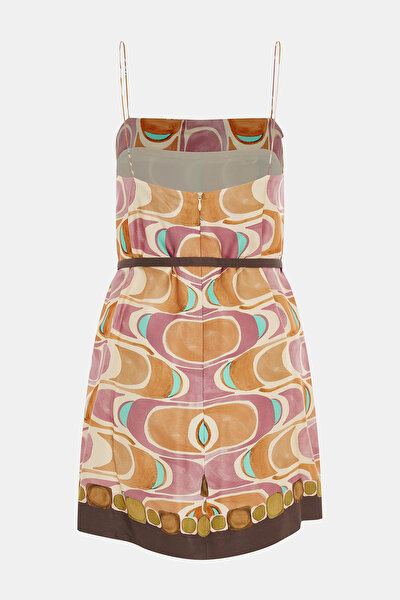 BROWN DESIGN FILLED MINI DRESS 4