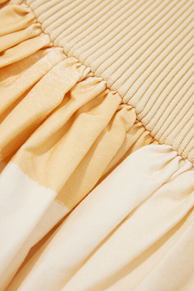 LIGHT ORANGE DESIGN FILLED SKIRT 4