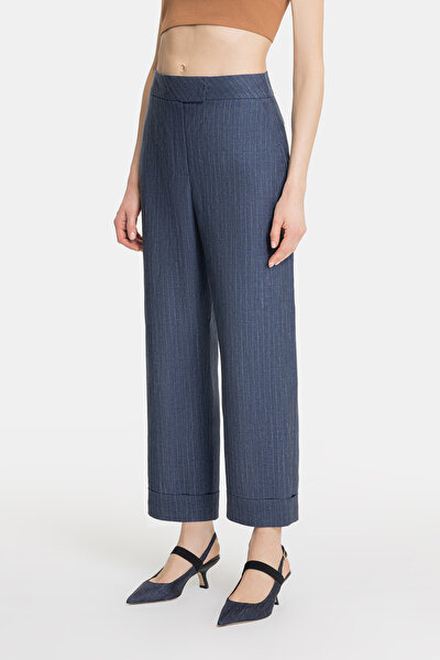 BROWN STRIPED STRAIGHT CUT TROUSERS 3
