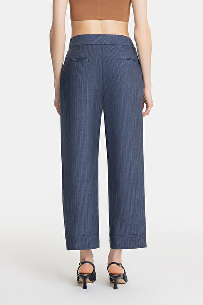 BROWN STRIPED STRAIGHT CUT TROUSERS 4