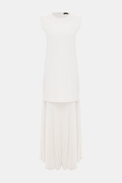 CREAM SLEEVELESS DRESS 4