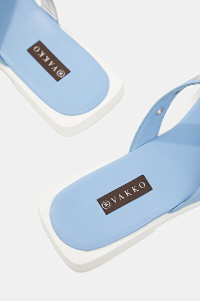 BLUE LEATHER SLIPPER 5