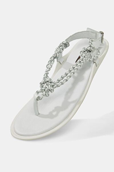 WHITE LEATHER SANDALS 5