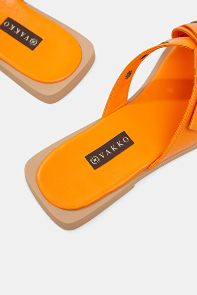 ORANGE LEATHER SLIPPER 5