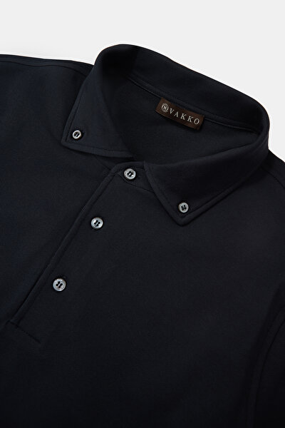 LACİVERT POLO YAKA UZUN KOLLU T-SHIRT 3