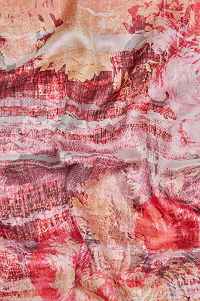 FUCHSIA FLORAL PATTERN ETAMIN VOILE SHAWL 3