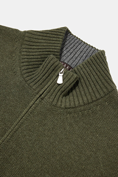 DARK GREEN UPRIGHT COLLAR TRICOT 8