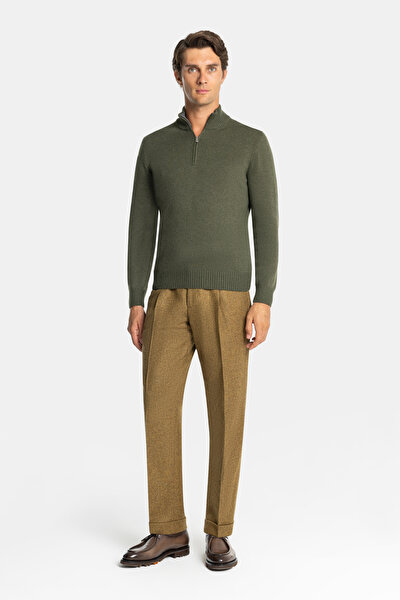 DARK GREEN UPRIGHT COLLAR TRICOT 5