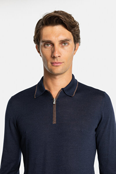 NAVY BLUE POLO NECK TRICOT 3