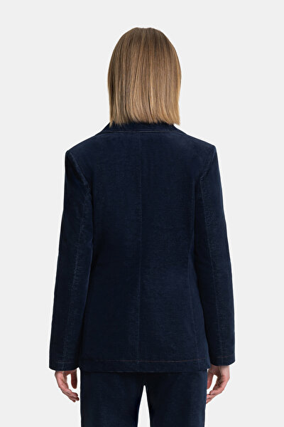 NAVY BLUE SURPLICE NECKLINE (CROSS-OVER NECKLINE) JACKET 3