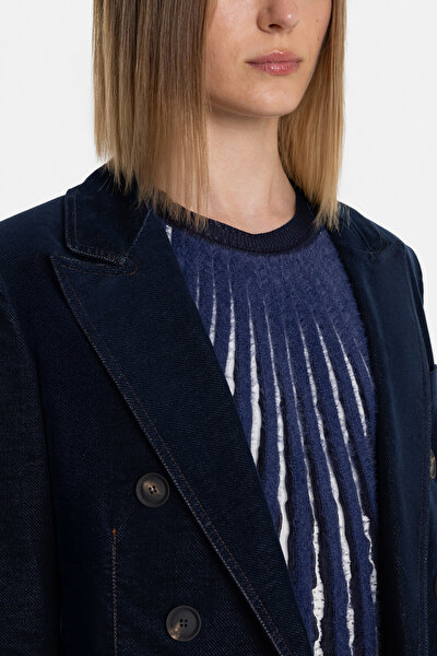 NAVY BLUE SURPLICE NECKLINE (CROSS-OVER NECKLINE) JACKET 4