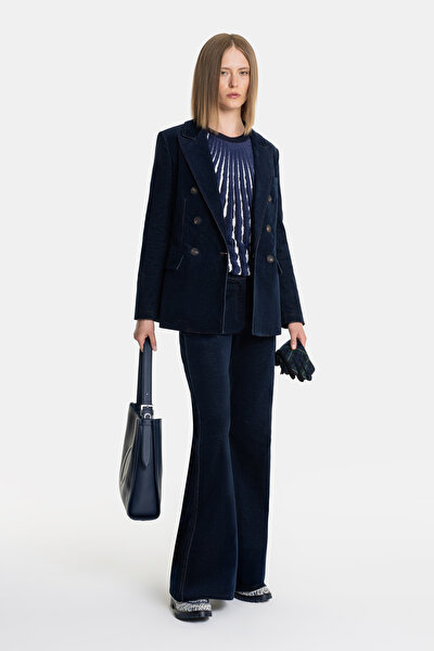 NAVY BLUE SURPLICE NECKLINE (CROSS-OVER NECKLINE) JACKET 5