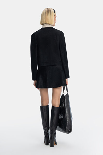 BLACK BASIC / ROUND NECKLINE JACKET 3