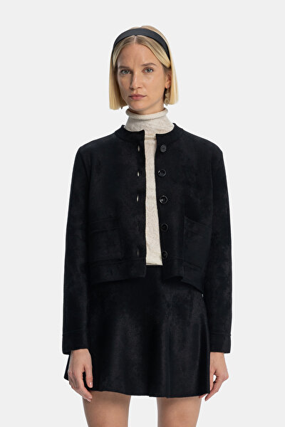 BLACK BASIC / ROUND NECKLINE JACKET 5