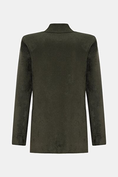 KHAKI SURPLICE NECKLINE (CROSS-OVER NECKLINE) JACKET 8