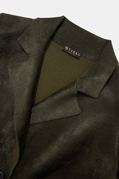 KHAKI SURPLICE NECKLINE (CROSS-OVER NECKLINE) JACKET 9