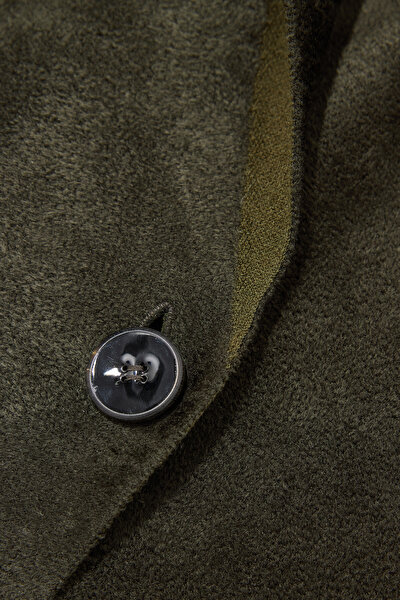KHAKI SURPLICE NECKLINE (CROSS-OVER NECKLINE) JACKET 10