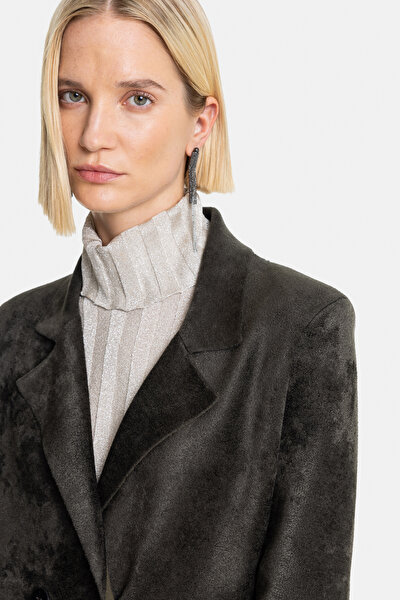 KHAKI SURPLICE NECKLINE (CROSS-OVER NECKLINE) JACKET 3