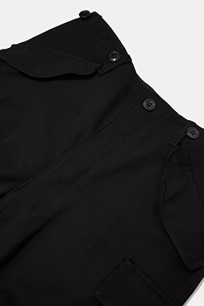 RELAX FIT BLACK WIDE LEG WOOL TROUSERS 3