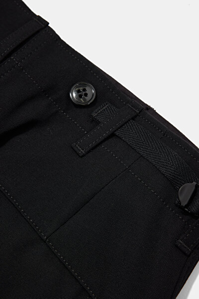 RELAX FIT BLACK WIDE LEG WOOL TROUSERS 4