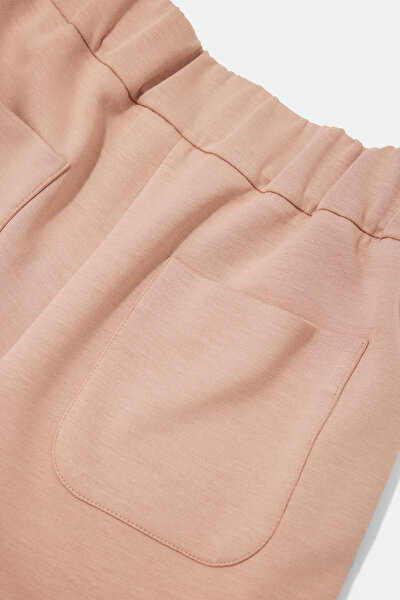 BEIGE WIDE LEG SPORTS TROUSERS 4
