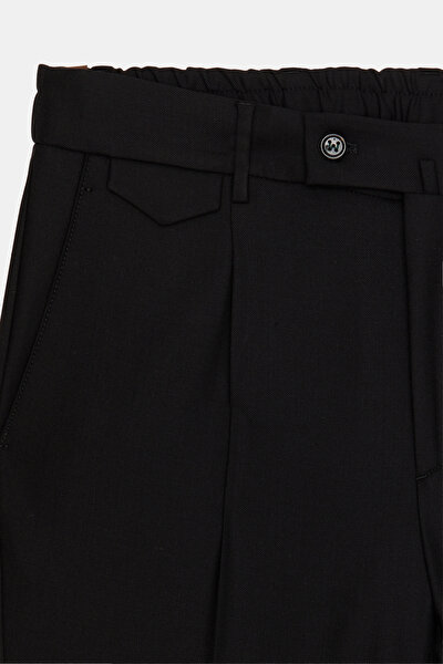 TEK PİLELİ BELİ İPLİ VE LASTİKLİ TEKNİK YÜN PANTOLON 9