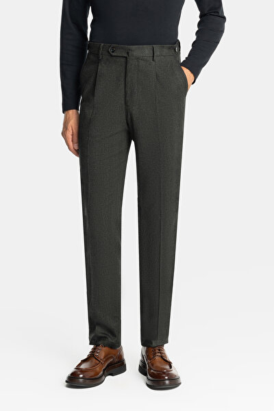 DARK GREEN HERRINGBONE TROUSERS 3