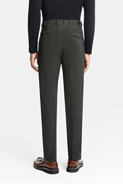 DARK GREEN HERRINGBONE TROUSERS 4