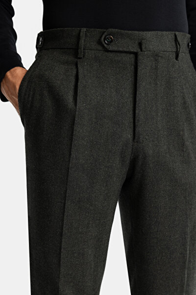 DARK GREEN HERRINGBONE TROUSERS 5