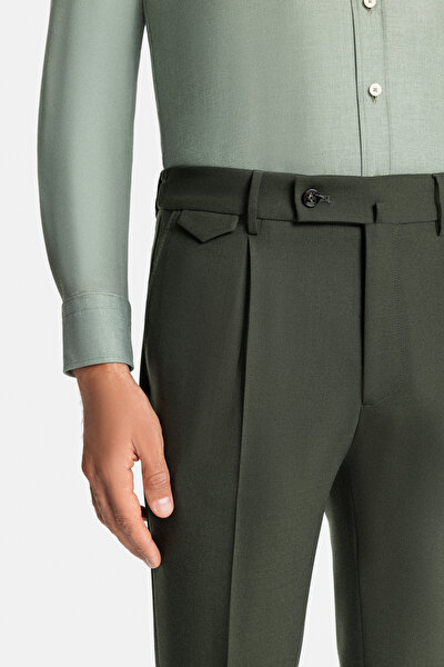 TEK PİLELİ BELİ İPLİ VE LASTİKLİ TEKNİK YÜN PANTOLON 5