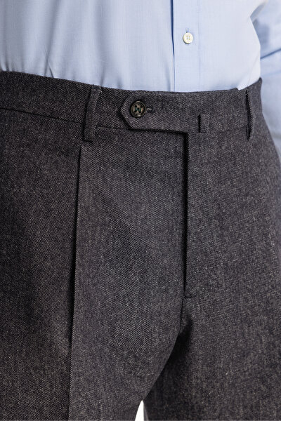 NAVY BLUE FLANNEL MELANGE TROUSERS 3