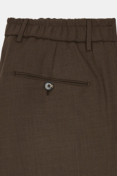 TEK PİLELİ BELİ İPLİ VE LASTİKLİ TEKNİK YÜN PANTOLON 9