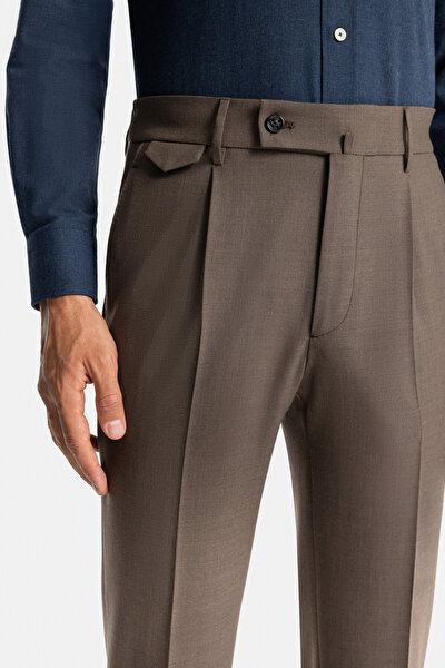 TEK PİLELİ BELİ İPLİ VE LASTİKLİ TEKNİK YÜN PANTOLON 5