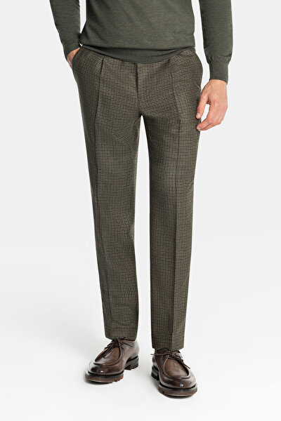 KHAKI PIED DE POULE TROUSERS 3