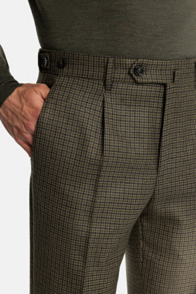 KHAKI PIED DE POULE TROUSERS 5