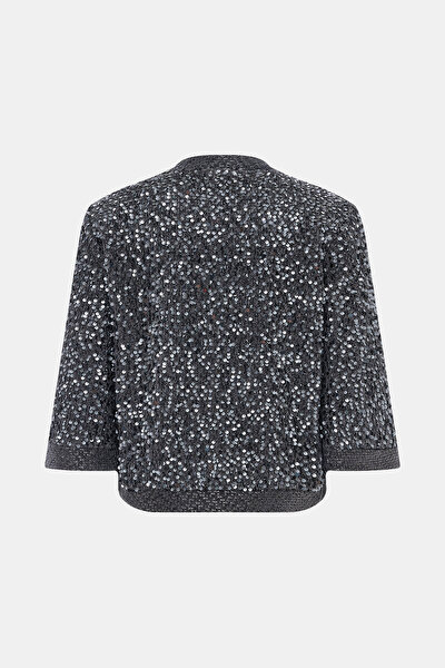 GREY BASIC / ROUND NECKLINE 3/4 SLEEVES BLOUSE 8