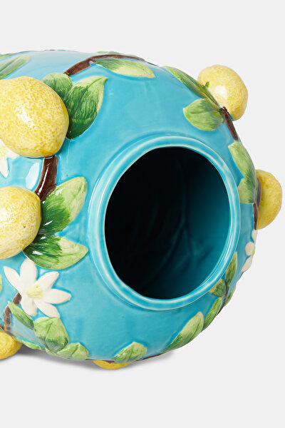 CERAMIC VASE WITH LEMON AND BIRD DETAIL 3