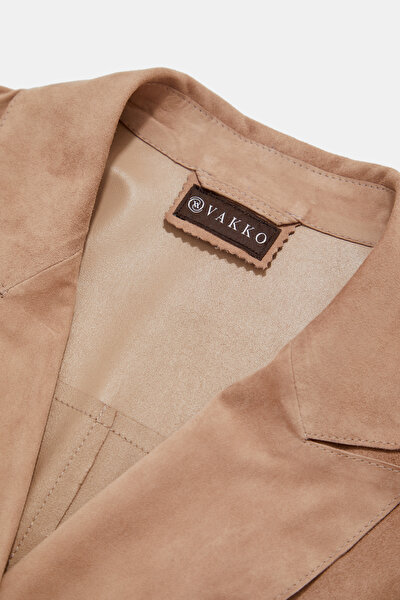 BEIGE SURPLICE NECKLINE (CROSS-OVER NECKLINE) JACKET 3