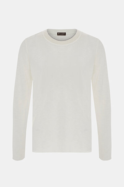ECRU BASIC / ROUND NECKLINE LONG SLEEVE TSHIRT 4