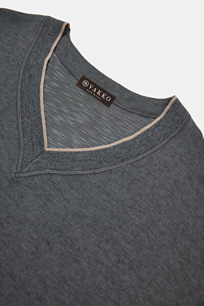 GREY V NECK LONG SLEEVE TSHIRT 3
